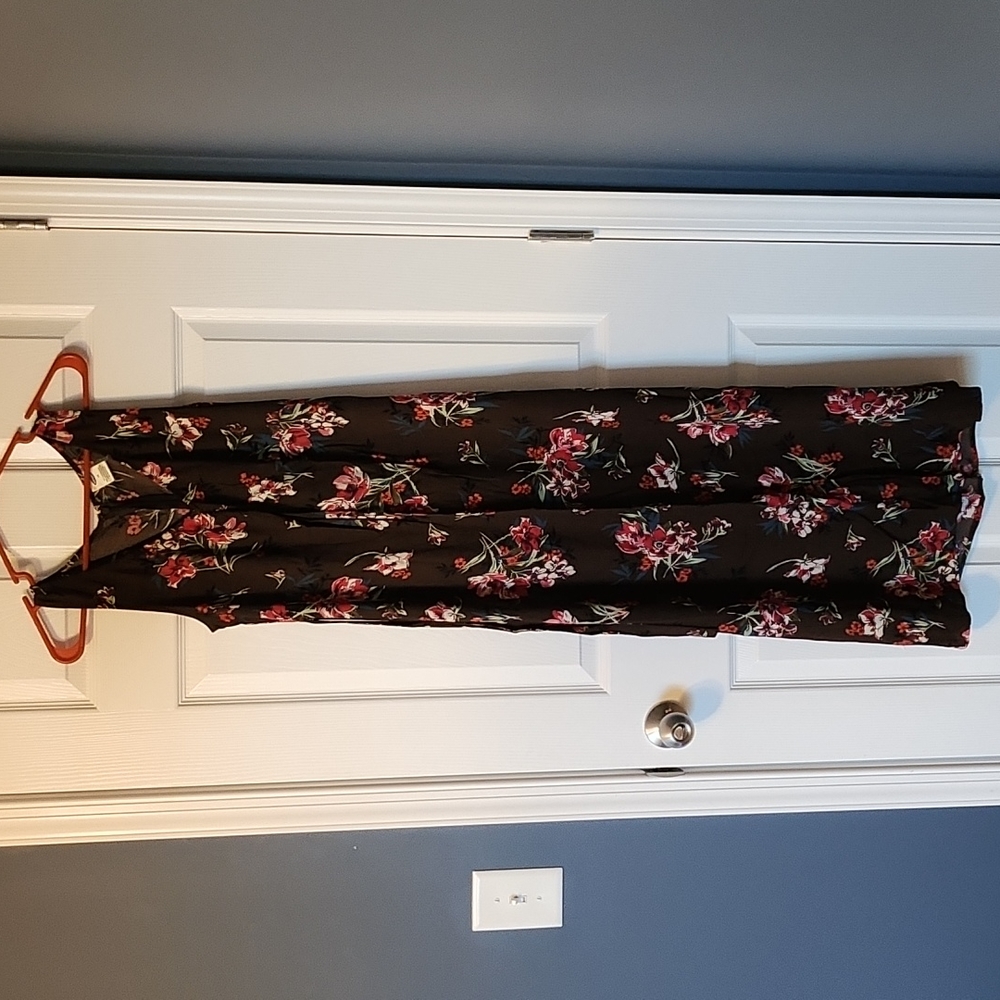 Old Navy size 10 brown midi tank dress w bright floral pattern
